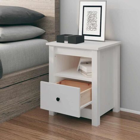 Chevet Commode de nuit - Table d'appoint - Blanc 40x35x49 cm Bois de pin massif Chic-994058 (1/5)