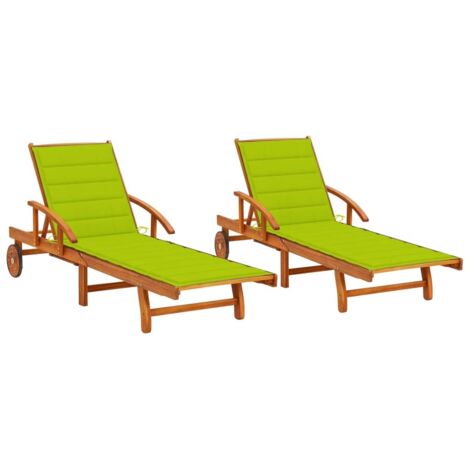 Lot de 2 Bains de soleil Moderne - Transats - Fauteuils de jardin relax avec coussins Bois d'acacia solide Chic-700880 (1/5)