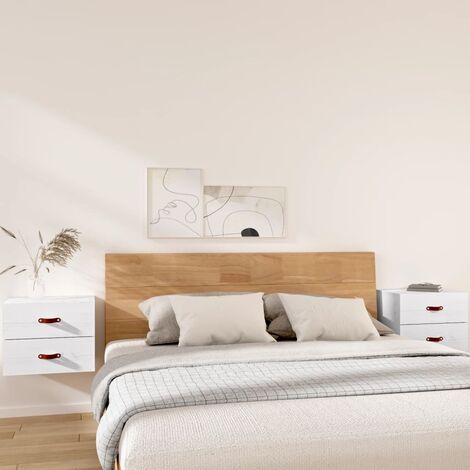 Lot de 2 Chevets murales Commodes de nuit - Tables d'appoint - Blanc 50x36x40 cm Chic-657573 (1/5)