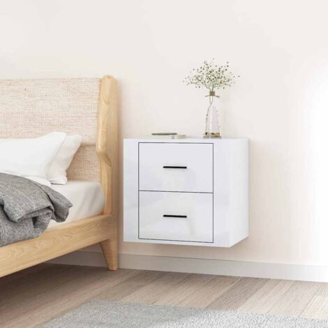 Chevet murale Commode de nuit - Table d'appoint - Blanc brillant 50x36x47 cm Chic-597616 (1/5)