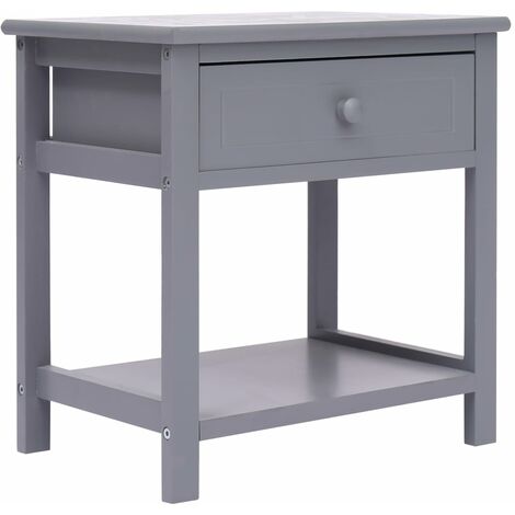 Table de chevet - Bout de Canapé Armoire De Rangement Gris 40x29x42 cm Bois de Paulownia BV163490 - BonneVie (1/5)