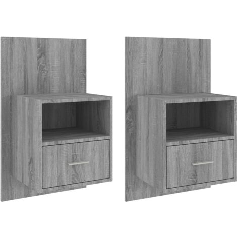Lot de 2 Tables de chevet murales - Bout de Canapé Armoires De Rangement Sonoma gris Bois d'ingénierie BV865048 - BonneVie (1/5)