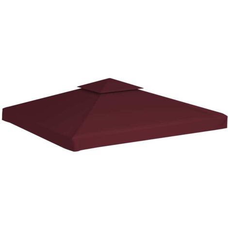Toile supérieure double de belvédère Style Moderne - Recouvrement de remplacement - 310 g/m² 3x3 m Bordeaux Chic-622064