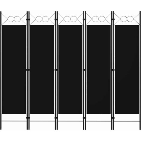 Cloison de séparation 5 panneaux - Paravent Séparation de pièces - Brise Vue Noir 200x180 cm Chic-269813