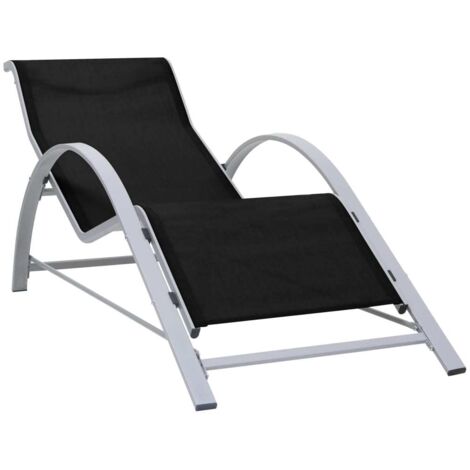 Bain de soleil Moderne - Transat - Fauteuil de jardin relax Textilène et aluminium Noir Chic-268334 (1/5)