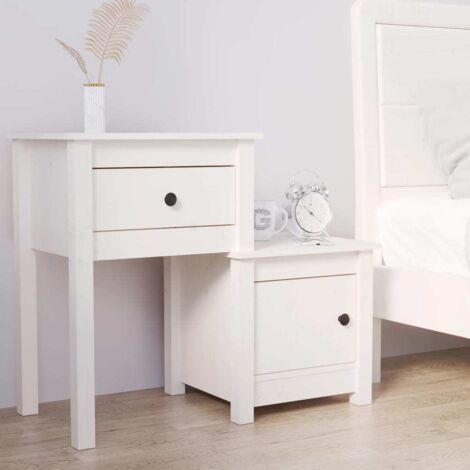 Chevet Commode de nuit - Table d'appoint - Blanc 79,5x38x65,5 cm Bois de pin massif Chic-470074 (1/5)