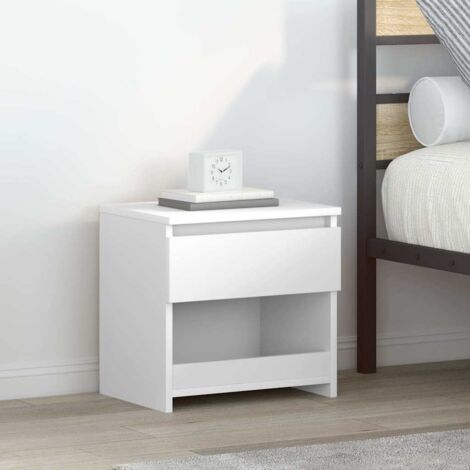 Chevet Commode de nuit - Table d'appoint - Blanc brillant 40x30x39 cm Aggloméré Chic-912260 (1/5)