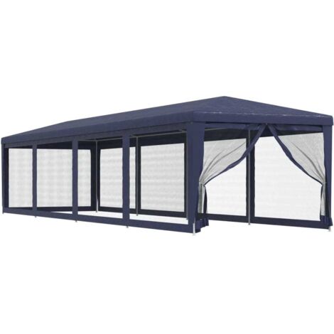 Tonnelle Barnum de Jardin, Tente de fête, Tente de jardin, et 10 parois latérales en maille Bleu 3x12 m PEHD OIB5131E (1/5)