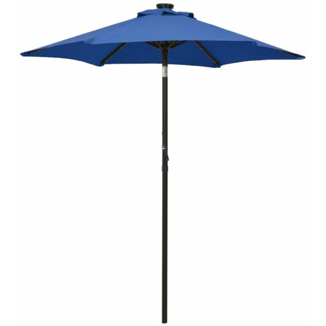 Parasol avec lumières LED - Parasol de Jardin Parasol droit Bleu azuré 200x211 cm Aluminium BV244683 - BonneVie (1/5)