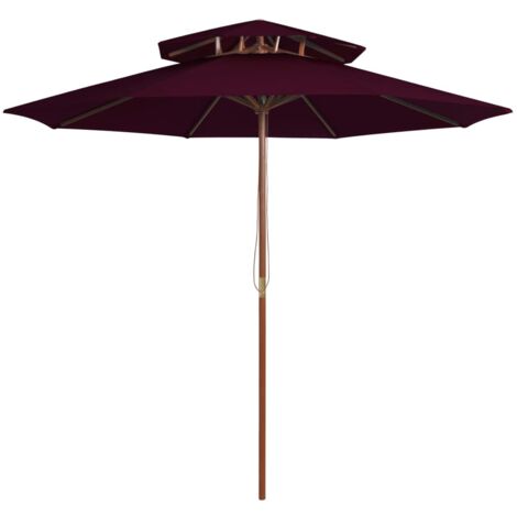 Parasol double avec mât - Parasol d'extérieur Style Moderne - Protection Solaire - en bois Rouge bordeaux 270 cm Chic-403055 (1/5)