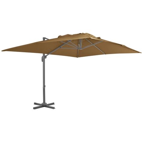 Parasol en porte-à-faux, Parasol pour Balcon Jardin Plage Terrasse, avec mât en aluminium 400x300 cm Taupe OIB1020E (1/5)