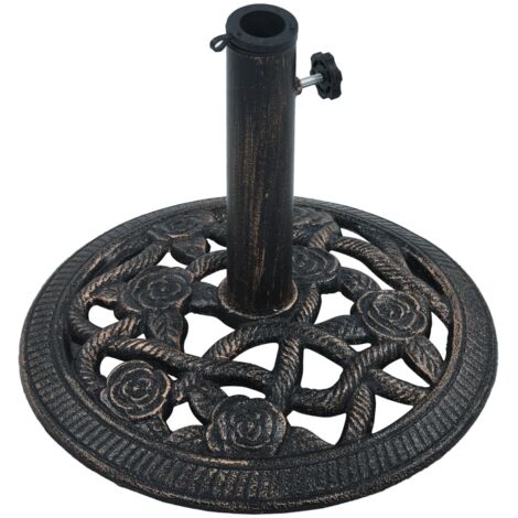 Socle de parasol, Support parasol Robuste de Qualité, Noir et bronze 9 kg 40 cm Fonte OIB8916E (1/6)