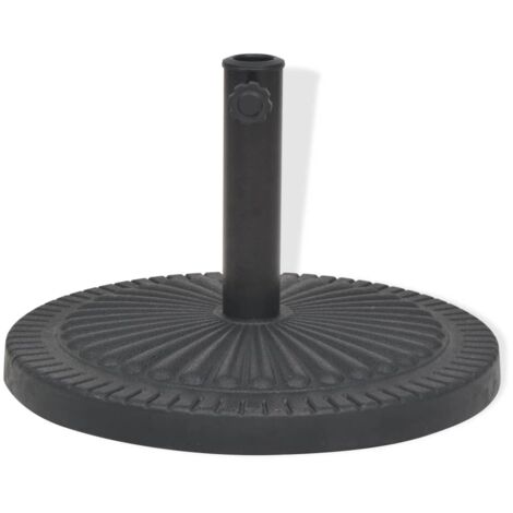 Socle de parasol, Support parasol Robuste de Qualité, Résine Rond Noir 14 kg OIB3509E (1/5)