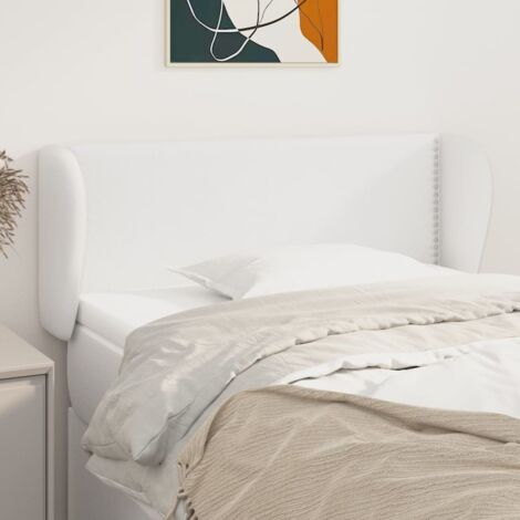 Tête de lit avec oreilles Design industriel - Pour Lit adulte - Blanc 103x23x78/88 cm Similicuir Chic-920843 (1/5)