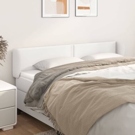 Tête de lit avec oreilles Design industriel - Pour Lit adulte - Blanc 203x23x78/88 cm Similicuir Chic-217405 (1/5)
