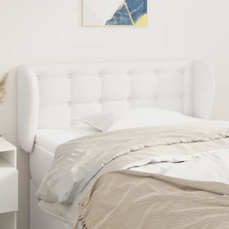 Tête de lit avec oreilles Design industriel - Pour Lit adulte - Blanc 103x23x78/88 cm Similicuir Chic-708907 (1/5)