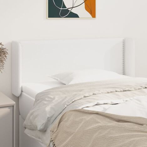 Tête de lit avec oreilles Design industriel - Pour Lit adulte - Blanc 103x16x78/88 cm Similicuir Chic-487240 (1/5)