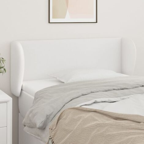 Tête de lit avec oreilles Design industriel - Pour Lit adulte - Blanc 93x23x78/88 cm Similicuir Chic-579030 (1/5)