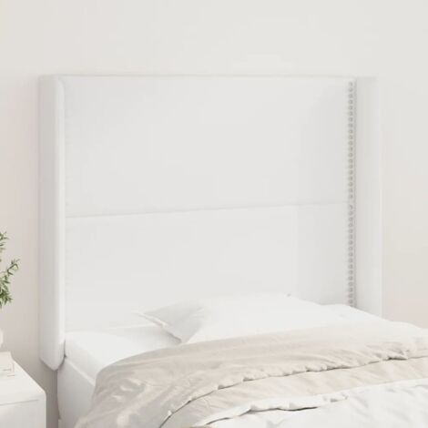 Tête de lit avec oreilles Design industriel - Pour Lit adulte - Blanc 103x16x118/128 cm Similicuir Chic-291413 (1/5)
