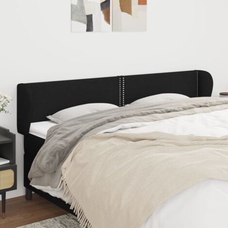 Tête de lit avec oreilles Design industriel - Pour Lit adulte - Noir 203x23x78/88 cm Tissu Chic-220294 (1/5)