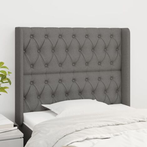 Tête de lit avec oreilles Design industriel - Pour Lit adulte - Gris foncé 103x16x118/128 cm Tissu Chic-145866 (1/5)