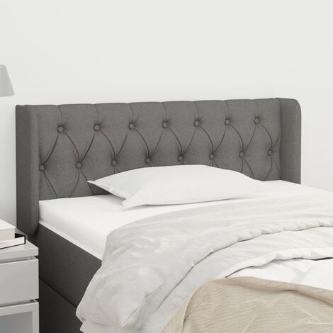 Tête de lit avec oreilles Style Classique Armoire de lit - Gris foncé 93x16x78/88 cm Tissu BV506474 - BonneVie (1/5)