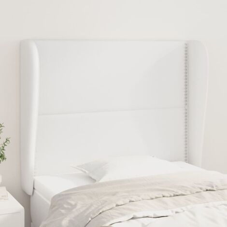 Tête de lit avec oreilles Design industriel - Pour Lit adulte - Blanc 103x23x118/128 cm Similicuir Chic-567186 (1/5)