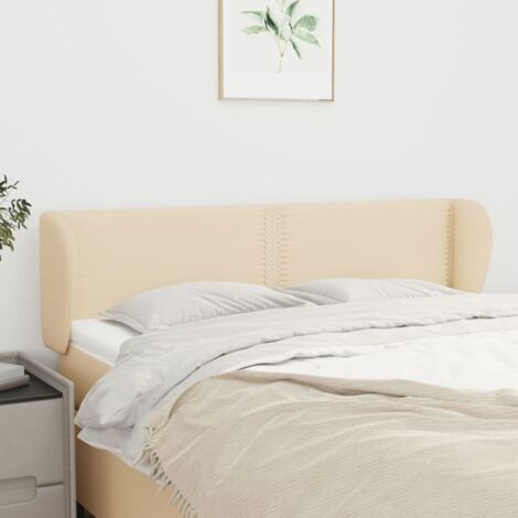 Tête de lit avec oreilles Design industriel - Pour Lit adulte - Crème 147x23x78/88 cm Tissu Chic-240708 (1/5)
