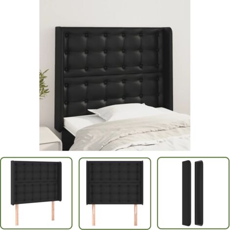 Tête de lit avec oreilles, Résistante et économique, Panneau de lit, Noir 83x16x118/128 cm Similicuir OIB9002E (1/5)