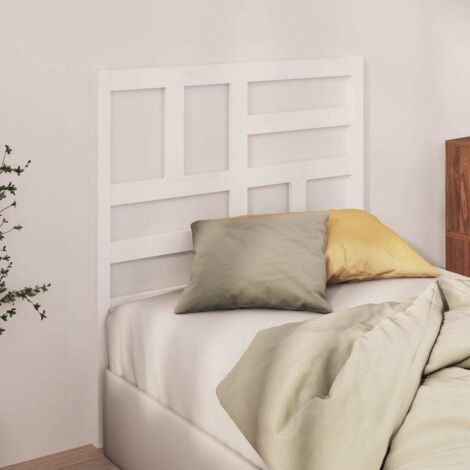 Tête de lit Style Classique Armoire de lit - Blanc 106x4x104 cm Bois massif de pin BV419429 - BonneVie (1/5)