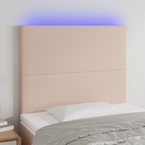 Tête de lit à LED - Design industriel - Pour Lit adulte - Cappuccino 100x5x118/128 cm Similicuir Chic-140389 (1/5)