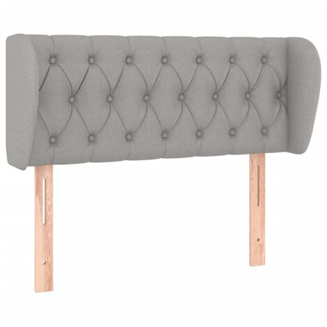 Tête de lit avec oreilles Style Classique Armoire de lit - Gris clair 93x23x78/88 cm Tissu BV469723 - BonneVie (1/5)