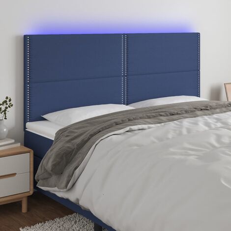 Tête de lit à LED - Design industriel - Pour Lit adulte - Bleu 200x5x118/128 cm Tissu Chic-248385 (1/5)