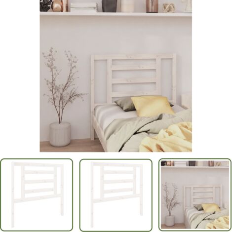 Tête de lit Style Classique Armoire de lit - Blanc 96x4x100 cm Bois massif de pin BV962354 - BonneVie (1/5)