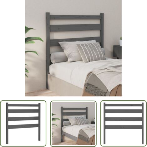 The Living Store Tête de lit Gris 96x4x100 cm Bois massif de pin - Tête De Lit - Literie - Meuble De Chambre - Bois Massif - Tête De Lit En Bois (1/5)