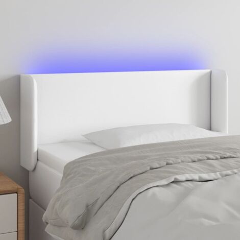 Tête de lit à LED - Design industriel - Pour Lit adulte - Blanc 103x16x78/88 cm Similicuir Chic-226900 (1/5)