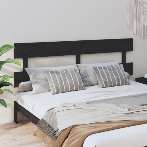 Tête de lit Design industriel - Pour Lit adulte - Noir 204x3x81 cm Bois massif de pin Chic-145400 (1/5)