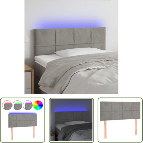 Tête de lit à LED - Design industriel - Pour Lit adulte - Gris clair 100x5x78/88 cm Velours Chic-336850 (1/5)
