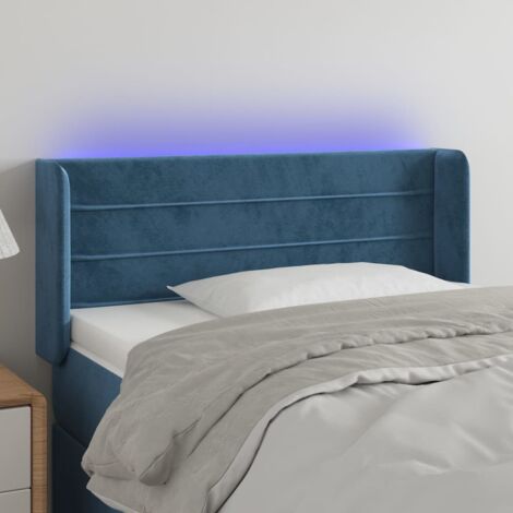Tête de lit à LED - Design industriel - Pour Lit adulte - Bleu foncé 93x16x78/88 cm Velours Chic-798639 (1/5)