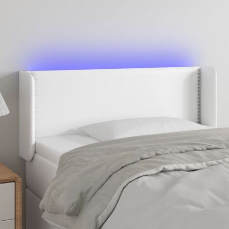 Tête de lit à LED - Design industriel - Pour Lit adulte - Blanc 103x16x78/88 cm Similicuir Chic-400229 (1/5)