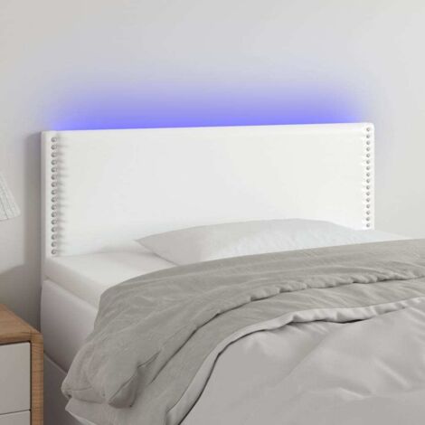 Tête de lit à LED - Design industriel - Pour Lit adulte - Blanc 100x5x78/88 cm Similicuir Chic-200913 (1/5)