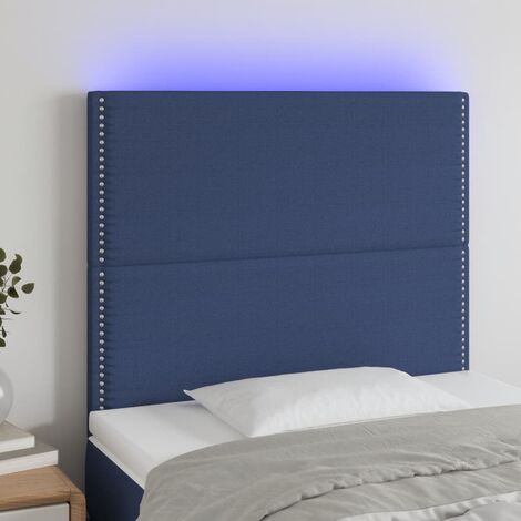 Tête de lit à LED - Design industriel - Pour Lit adulte - Bleu 100x5x118/128 cm Tissu Chic-313195 (1/5)