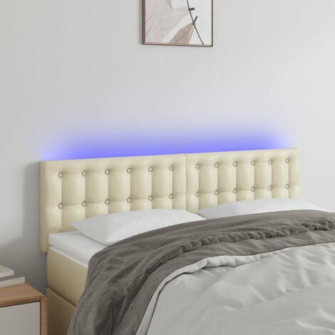 Tête de lit à LED - Design industriel - Pour Lit adulte - Crème 144x5x78/88 cm Similicuir Chic-141648 (1/5)