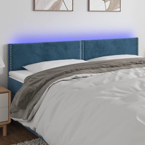 Tête de lit à LED - Design industriel - Pour Lit adulte - Bleu foncé 200x5x78/88 cm Velours Chic-327004 (1/5)