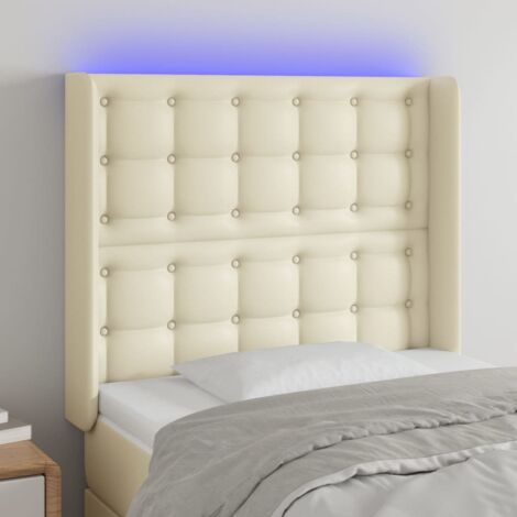 Tête de lit à LED - Design industriel - Pour Lit adulte - Crème 103x16x118/128 cm Similicuir Chic-869521 (1/5)