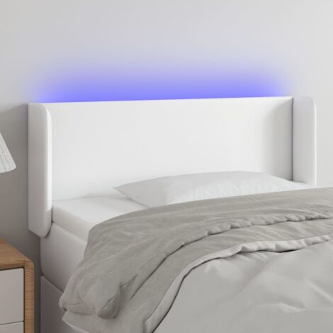 Tête de lit à LED - Design industriel - Pour Lit adulte - Blanc 93x16x78/88 cm Similicuir Chic-262393 (1/5)