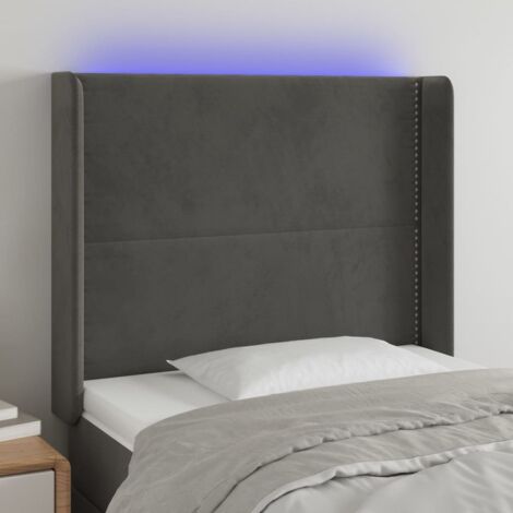 Tête de lit à LED - Design industriel - Pour Lit adulte - Gris foncé 83x16x118/128 cm Velours Chic-220607 (1/5)