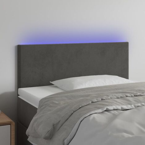 Tête de lit à LED - Design industriel - Pour Lit adulte - Gris foncé 100x5x78/88 cm Velours Chic-719702 (1/5)