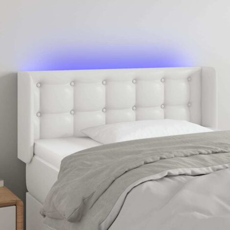 Tête de lit à LED - Design industriel - Pour Lit adulte - Blanc 103x16x78/88 cm Similicuir Chic-632818 (1/5)