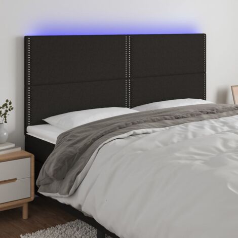 Tête de lit à LED - Design industriel - Pour Lit adulte - Noir 180x5x118/128 cm Tissu Chic-870840 (1/5)